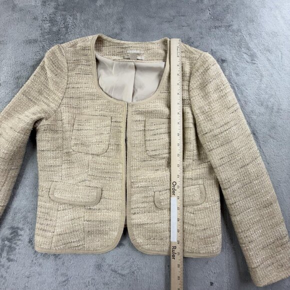 Banana Republic Jacket Womens 8 Petite Italian Fabric Textured Tweed Pockets - Picture 7 of 16